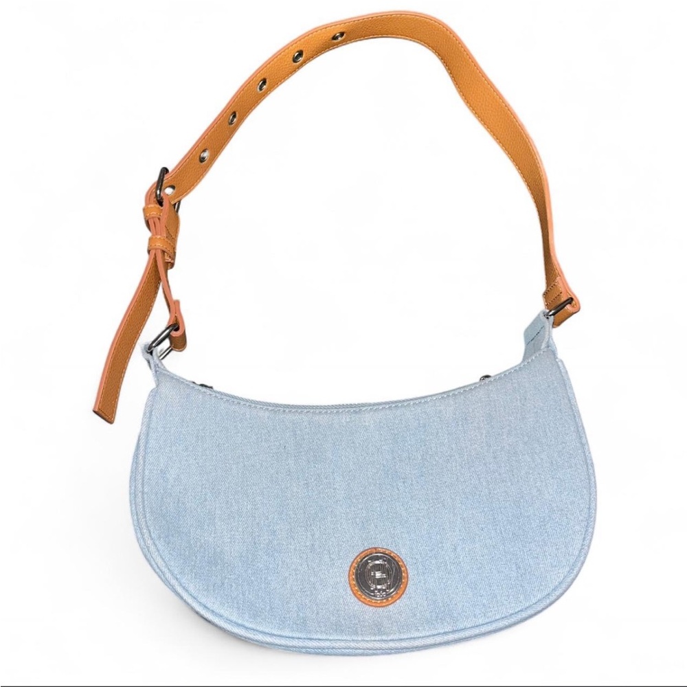 House of Harlow Stylish Light Blue and Tan Women's Bag
